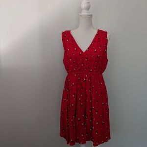 Madewell Red Floral Print Dress Size XL